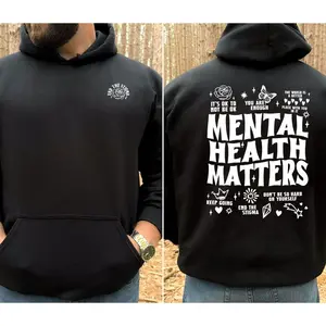 Mental Health Matters Hoodie End The Stigma Tshirt Therapy Motivational Gift Introvert Mental Health Casual Sweatshirt Unisex Classic Fit 100% Ethically Grown US Cotton OEKO-TEX Certified Cozy Durable Fashion