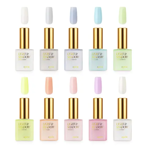APRÉS Light & Shadow Sheer Pastel Gel Nail Polish Set, Summer Collection (Seafoam Greens, Cool Blues, Rosy Pinks), HEMA-Free, Vegan, Cruelty-Free, Buildable Color, 30s LED Cure, Nail Care Product
