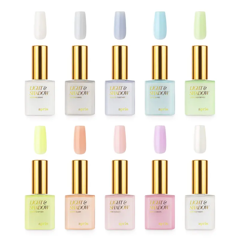 APRÉS Light & Shadow Sheer Pastel Gel Nail Polish Set, Summer Collection (Seafoam Greens, Cool Blues, Rosy Pinks), HEMA-Free, Vegan, Cruelty-Free, Buildable Color, 30s LED Cure, Nail Care Product
