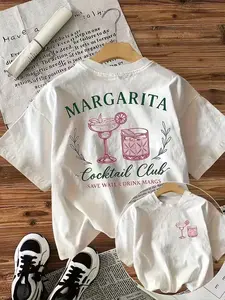 Women's Vintage Washed Margarita Cocktail Club Short-Sleeve T-Shirt - Girl's Oversized Crew Neck Clothes, Retro Prints, Classic Streetwear, Casual Daily Wear T-Shirt for Women, Clothes For Women summerwins,summerwins