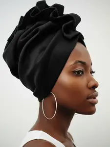 The Runched Wrap - Stylish Neutral Headwrap for Professional Settings, Soft Polyester Fabric, Elegant Runched Design, One Size Fits Most