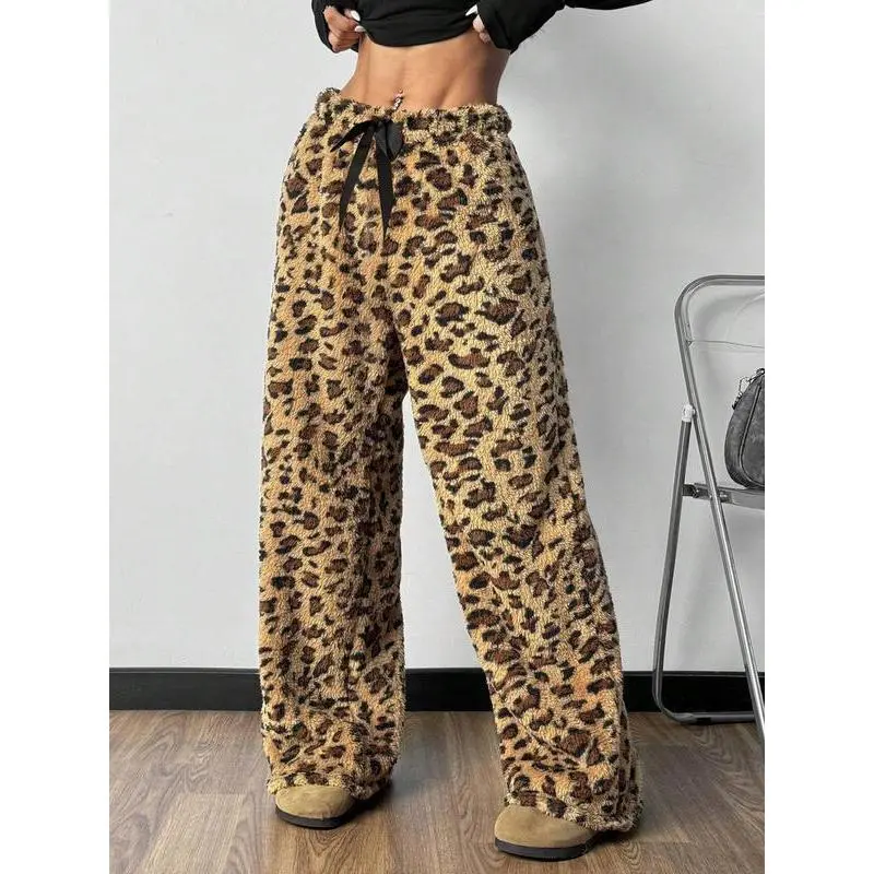 Brown leopard print+bow=thickened versio