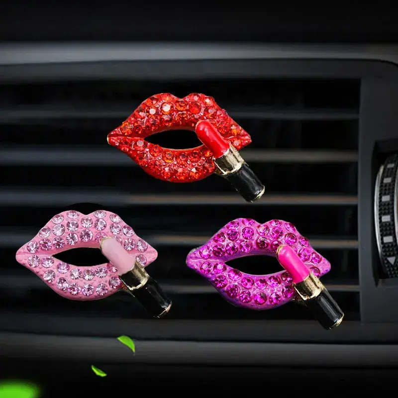 Car Perfume Clip Creative Diamond Red Lips Car Air Conditioning Air Outlet Aromatherapy Clip Car Interior Accessories Decoration