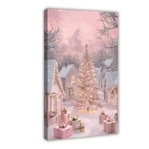 Christmas Vintage Big Pink Canvas Wall Art Decor Indoor Large Art Prints Poster