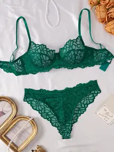 Women's Lace Floral Elegant Bra Set, Adjustable Strap Comfortable Fit Underwear, Multiple Colors, Perfect Valentine's Day Gift