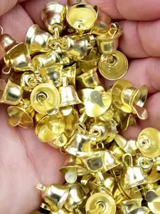 50/100pcs Mini Golden Bells for Christmas Decorations, Wreaths, Holiday Decorations, Doll Decoration, DIY Christmas Tree, Key Chain Decoration, Home Ornaments, All Season Decor