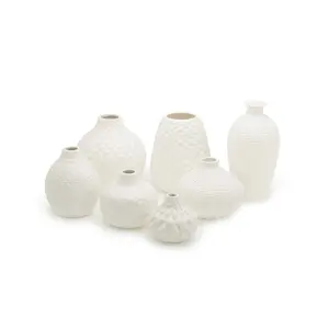 212 MAIN Ceramic Artisan Carved Vases - 7-Piece Set, Varied Sizes, Home Decor Accent, Ceramics Tabletop Ornament, Seven Pieces
