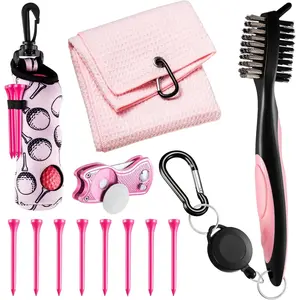 12 Pcs Golf Accessories Kit, Include Golf Ball Bag with Hook Towel Tees Magnetic Ball Marker Divot Tool Cleaner Brush for Women Man Gifts