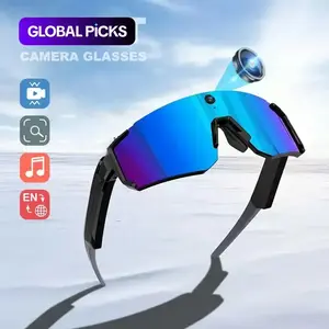 Smart Sports Glasses with 8MP Camera, 2K Photo/1200P Video Recording Wearable Glasses, IP54 Waterproof Multifunctional Wireless Audio Bluetooth Glasses with Headphone, Outdoor Sports Polarized Sunglasses with AI Voice Assistant, UV Protection Eyeglass tik
