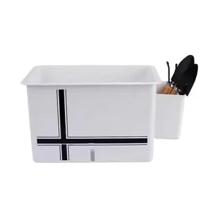 Self-Watering Planter with Gardening Accessories, White and Beige Color, Storage Container with Water Collection Tray (Beige)