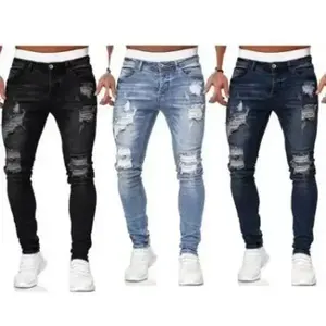 3-Pack Men'S Slim Fit Stretch Denim Jeans,Solid Color, Regular Length, All-Season,Classic Style,Mid-Stretch Fabric,Tailored Fit, Men'S Fashion Jeans Menswear Trouser Pants Streetwear Beige Pocket Ripped Straight Leg