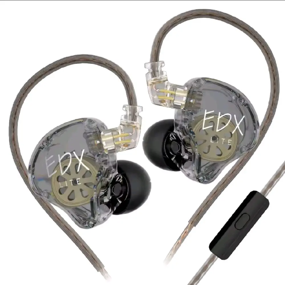 ​KZ EDX Lite Hi-Fi Wired In-Ear Monitors - Professional Magnetic Dynamic Driver Gaming Earphones with HD Microphone, Noise Isolating Sports Earbuds for PC, PS5, Switch & Mobile - Clear, Grey, Green Variants  KZ EDX Lite