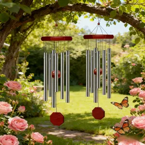 2Pcs Wind Chimes for Outside, Wind Chimes Outdoor Deep Tone with 6 Metal Tubes and Hook, Memorial Windchimes Home Outdoor Decor for Garden, Patio, Yard Garden Accessories - Home Improvement.