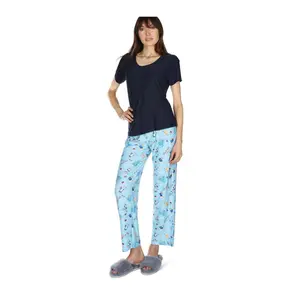 Memoi Women's Happy Hanuk-Cat Tee & Printed Pant Pajama Set