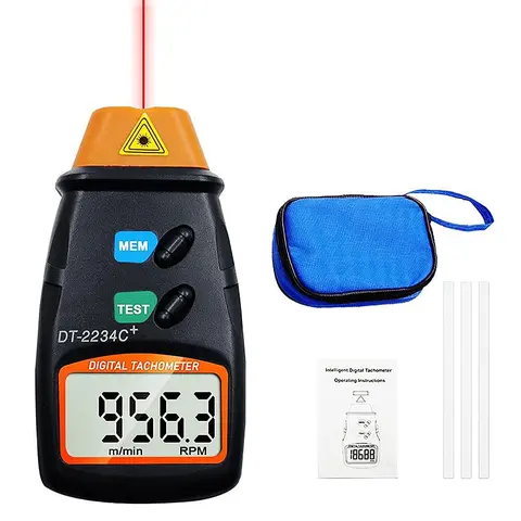 Universal Handheld Non-Contact Laser Digital Tachometer with Ergonomic Grip, Photo Tach Velocimeter Gauge Measuring 2.5-99999 RPM for Engine, Mower, 2.5-99,999Rpm