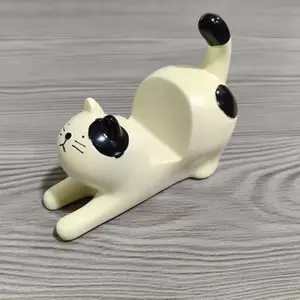 Stretching Cat Desktop Stand, Multifunctional Phone Stand, Lazy Cat Smartphone Cellphone Kitty Phone Holder, Desk Decorative Item, Ceramic Material, Perfect for Cat Lovers, Phone Accessory, Phone Holder Design