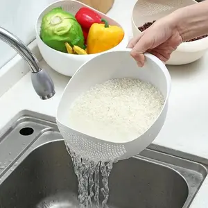 Rice Washing Drain Basket, 1 Count Household Kitchen Rice Washing Strainer, Kitchen Sink Strainer, Kitchen Storage & Organization Supplies, Food Colander Kitchenware, Kitchen Strainer Utensils, Strainers For Kitchen, Kitchen Gadgets
