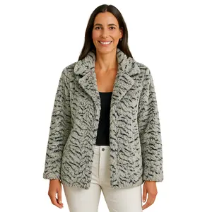 Women Faux Fur Swing Jacket