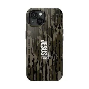Bottomland Jesus is King Camo Sitk Collage Themed Phone Case Premium Matte Texture, Protection, Shockproof, Anti-Drop, Anti-Fingerprint For IPhone 17-12, Pro Max, Pro Plus, and Samsung S25-22 Protection Safety