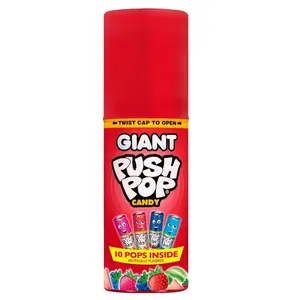 Push Pop Giant Easter Candy Lollipop Container, 10 Ct Candy Individually Wrapped in Assorted Fruity Flavors, Full Size, Fun Favor For Parties, Easter Basket Stuffers, Gifts for Kids, Egg Fillers