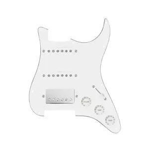 920D Custom HSS Loaded Pickguard For Strat With A Nickel Smoothie Humbucker, White Texas Vintage Pickups, White Knobs, and White Pickguard