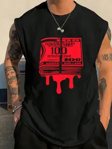 🔥Red 100 Dollar Drip Muscle Tank | Hip Hop Money Print Sleeveless Tee | Edgy Streetwear for Urban Style