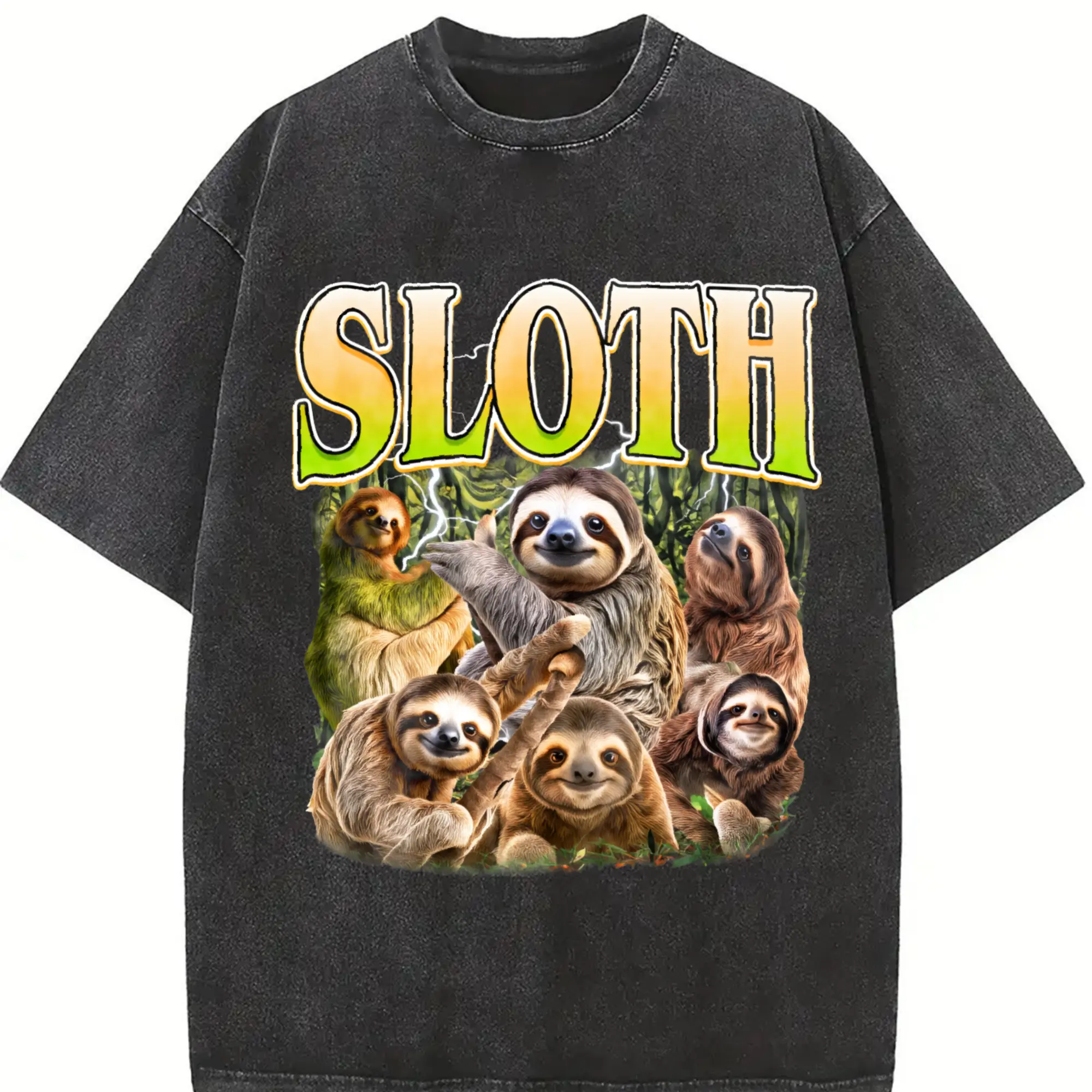 Sloth Vintage Graphic T-Shirt, Retro Animal Lover Tee, Funny Lazy Sloth Shirt, Jungle Creature Top, Wildlife 90s Style Gift Unisex Tee