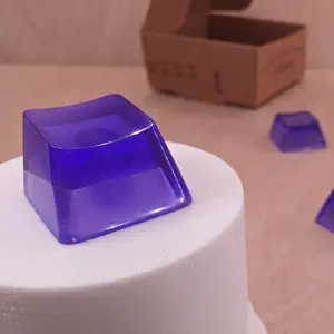 ResinKeyWorks Purple Blank 1U Accent Keycaps, Transparent Hand Polished Resin OEM Caps with MX stems