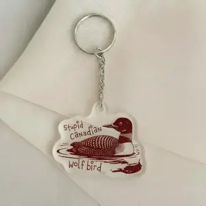 Stupid Canadian Wolf Bird Keychain 3in Acrylic Hockey Romance Bookish Gift Heated Rivalry Hollanov Inspired LGBT Keychain for Hockey Lovers