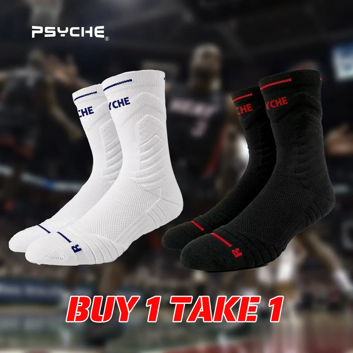 PSYCHE Buy 1 Take 1 Non-Slip Sports Socks for Men Kids - Quick Dry, Professional Use, Nylon, Designed for Basketball and All Seasons