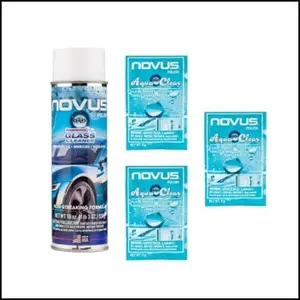 Novus Glass Care Kit | Foaming Glass Cleaner + AquaClear Water Repellent Wipes | Streak-Free Shine & Long-Lasting Protection