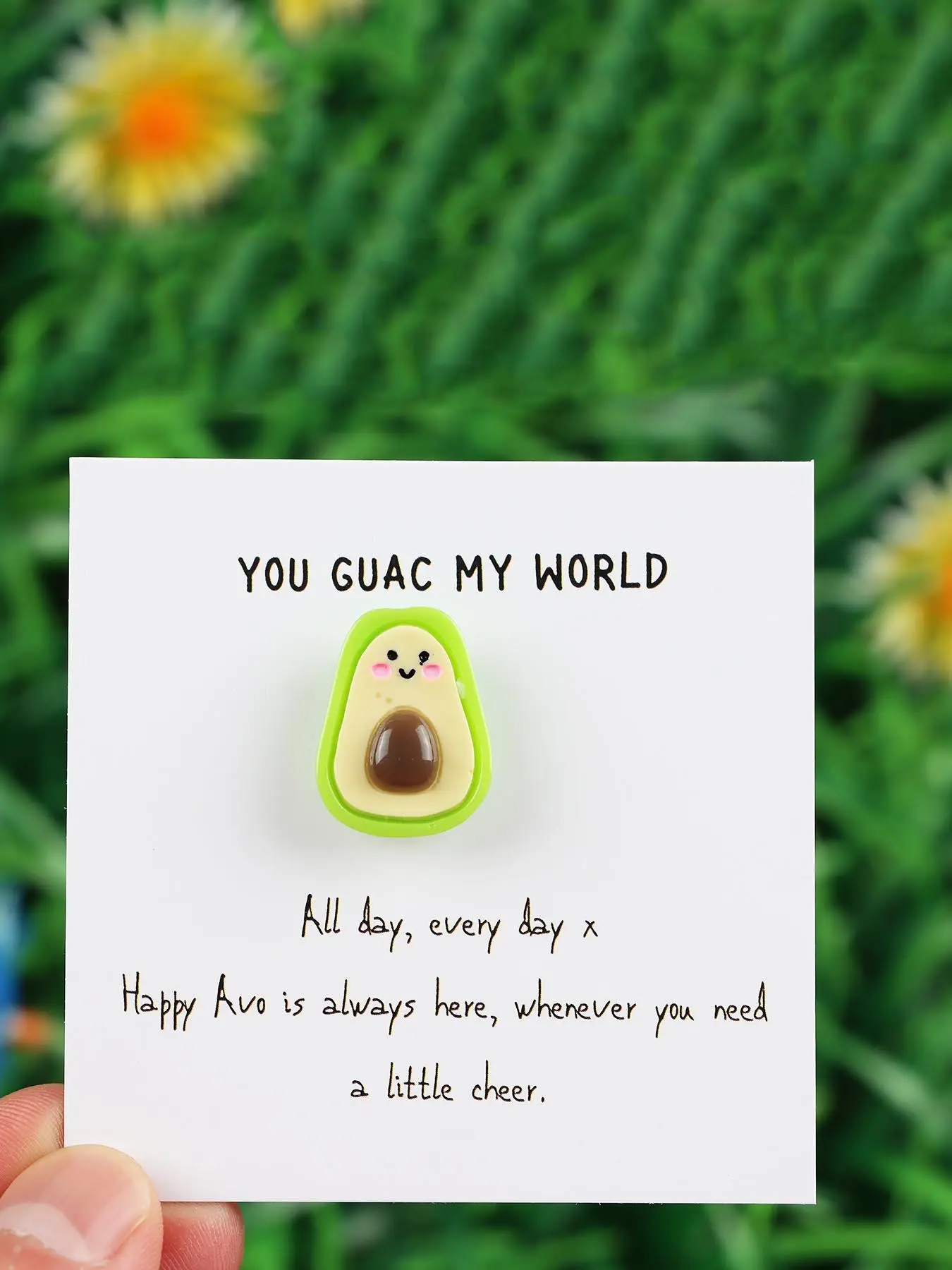 Avocado Design Pocket Hug Card, Pastel Color Cute Fruit Design Pin Badge, Fashionable Diy Jewelry Accessories for Women & Men