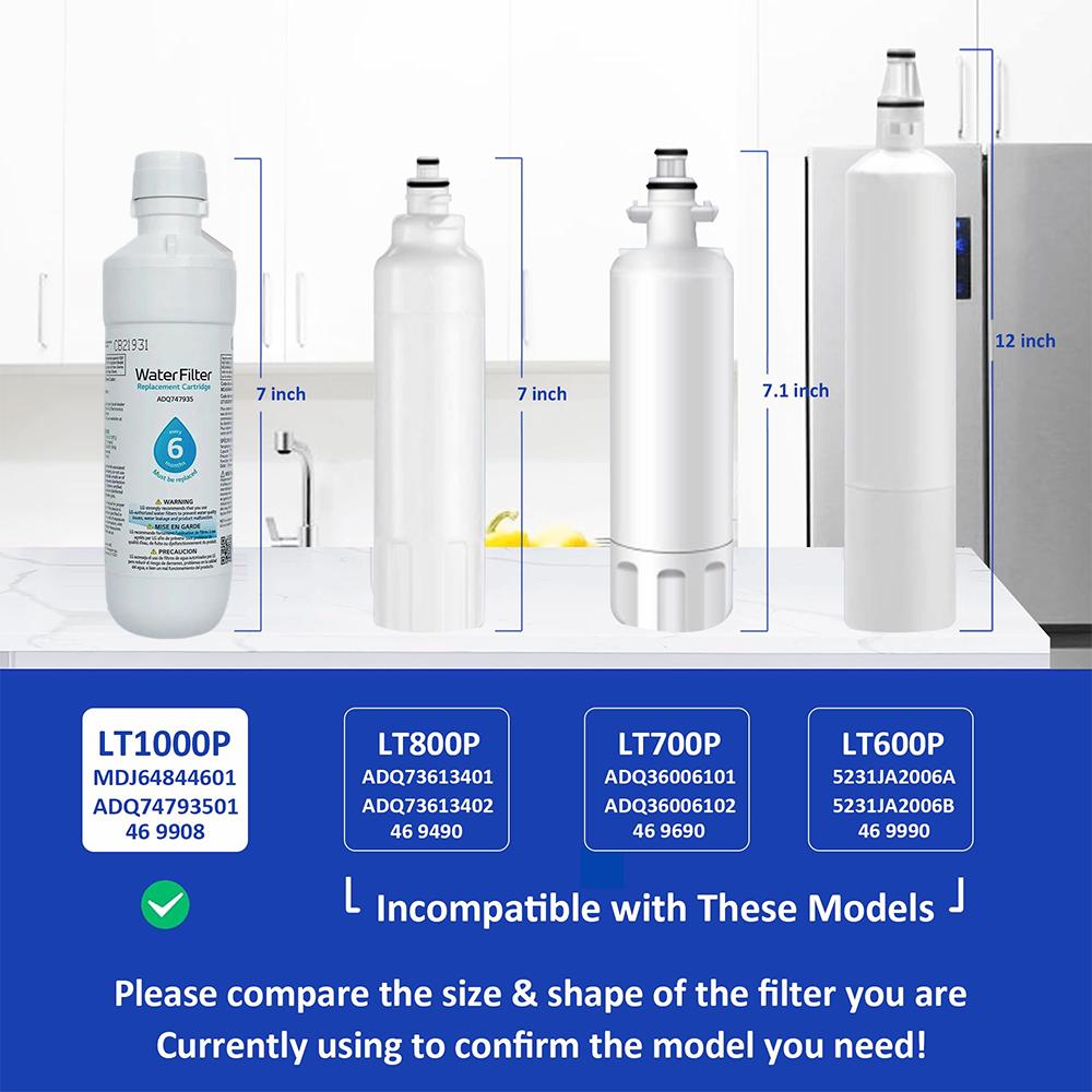 LT1000P ADQ747935 Water Filter Replacement for LG LT1000P/PC/PCS, LMXS28626S, MDJ64844601, Kenmore 46-9980, LMXS30796S, LMXS30796D, LMXC23796S, ADQ74793501, ADQ73334008