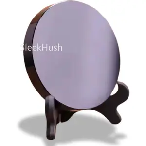 3.15 in Black Obsidian Scrying Mirror Set - Scratch-Resistant, Durable, with Wooden Stand, Healing Crystal for Witchcraft Divination, Decor Standing Mirror for Indoor Leisure Recreation