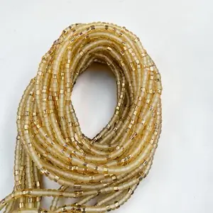 Frosted Gold Waist Beads Elegant Beaded Body Jewelry Adjustable 45 inches Versatile Comfortable Fit for Various Waist Sizes
