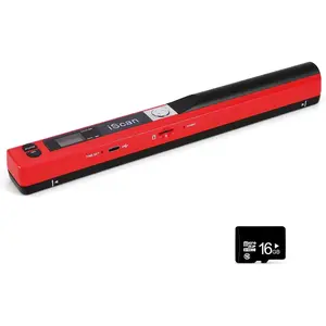 Portable Document Scanner - 900DPI Handheld Portable Scanner Image Scanner Scanning Wand A4 Colour Photo Mobile Scanners Handy Scan, JPG/PDF Format, with 16G SD Card (Red)