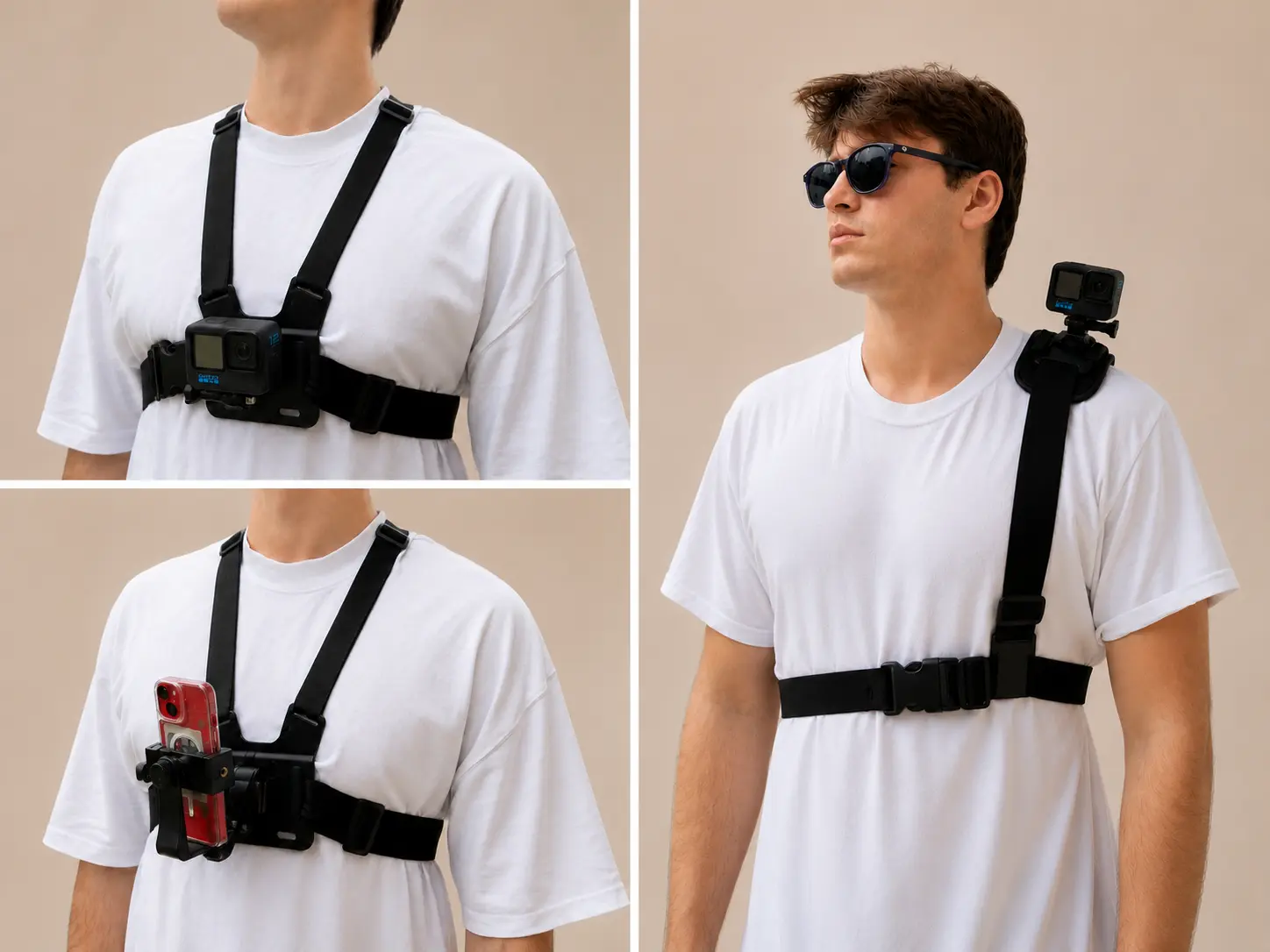 BUNDLE [Chest & Shoulder POV Mount Bundle] - Chest / Shoulder Hands-Free Rig for iPhone, Android & Camera Portable Photography Accessory Recording Adjustable Device