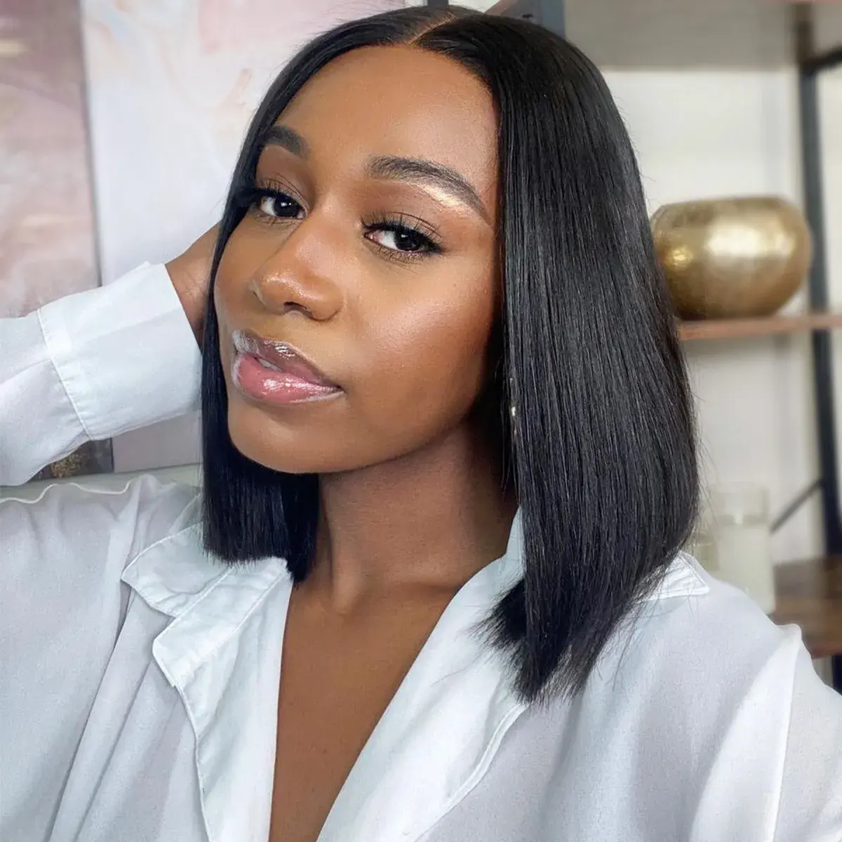Wear and Go Glueless Wig Human Hair Pre Plucked Pre Cut 5X5 HD Lace Closure Bob Wigs for Black Women Straight Short Bob Wigs Human Hair Glueless For Beginners 180% Density