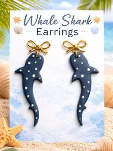 Whale Shark Polymer Clay Earrings