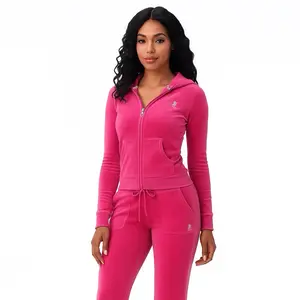 Y2K Pink Velour Hoodie – Flared Fit + Crown Back Logo – XS to L