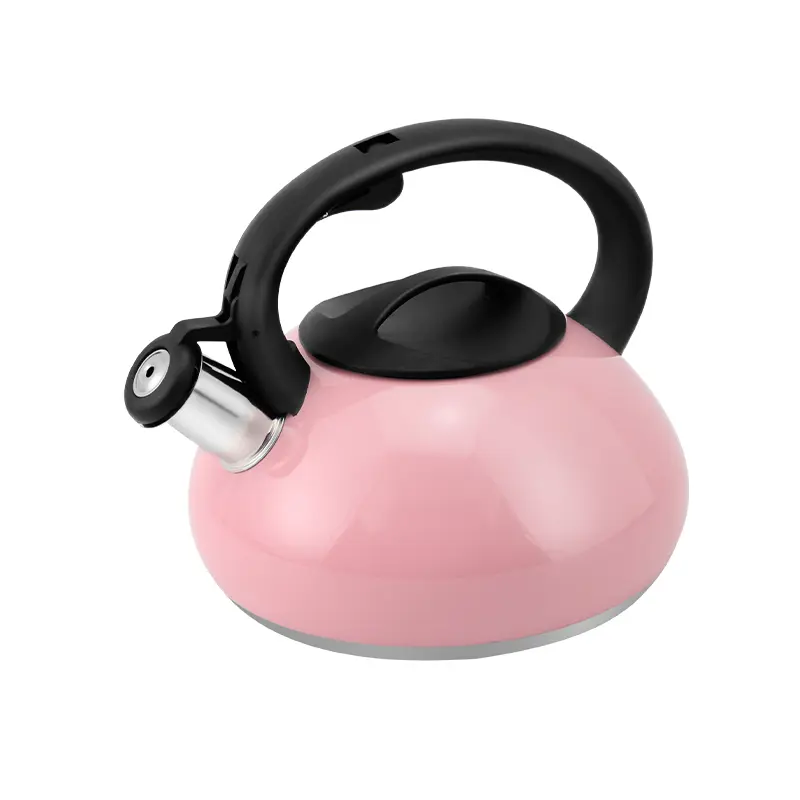 Pink Kettle with Black Handle and Lid, Stainless Steel Spout, 1.5L Capacity, Ideal for Tea and Coffee