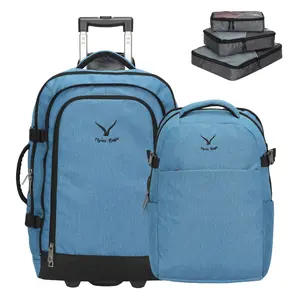HYNES EAGLE 3-in-1 Travel Backpack 22 inches Carry on Luggage 63L Rolling Backpack with 3PCS Set Packing Cubes for Men Women