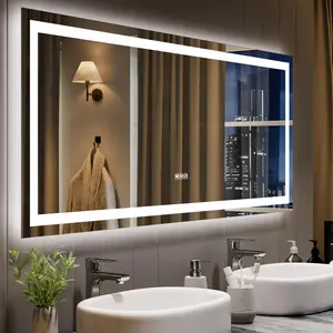60x24 LED Bathroom Mirror with Lights, Backlit + Front Lit, Dimmable, Anti-Fog, Lighted Bathroom Vanity Mirror for Wall, Memory Function, Shatter-Proof (Horizontal/Vertical)