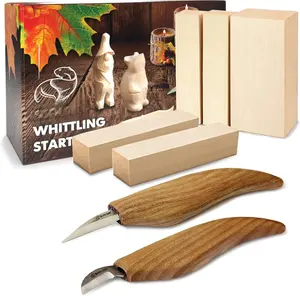 Carving Kit for , Beginners S16  Whittling  Sloyd, Chip  Carving , Basswood Blocks for Carvers - Whittling Tools Set