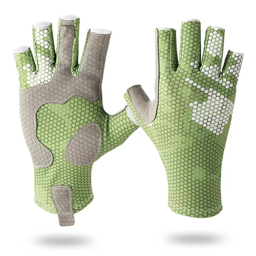 Half Finger Fishing Gloves UPF50+ UV Blocking Anti-Slip Sun Protection Gloves Breathable Outdoor Sports Gloves For Sea Fishing Hiking