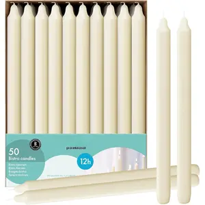 Candlesticks Bulk Pack 50 Count - Unscented Dripless 11.5 Inch Household & Dinner Candle Set - 12+ Hours -  European Quality - Consistent  Flame -   Wick