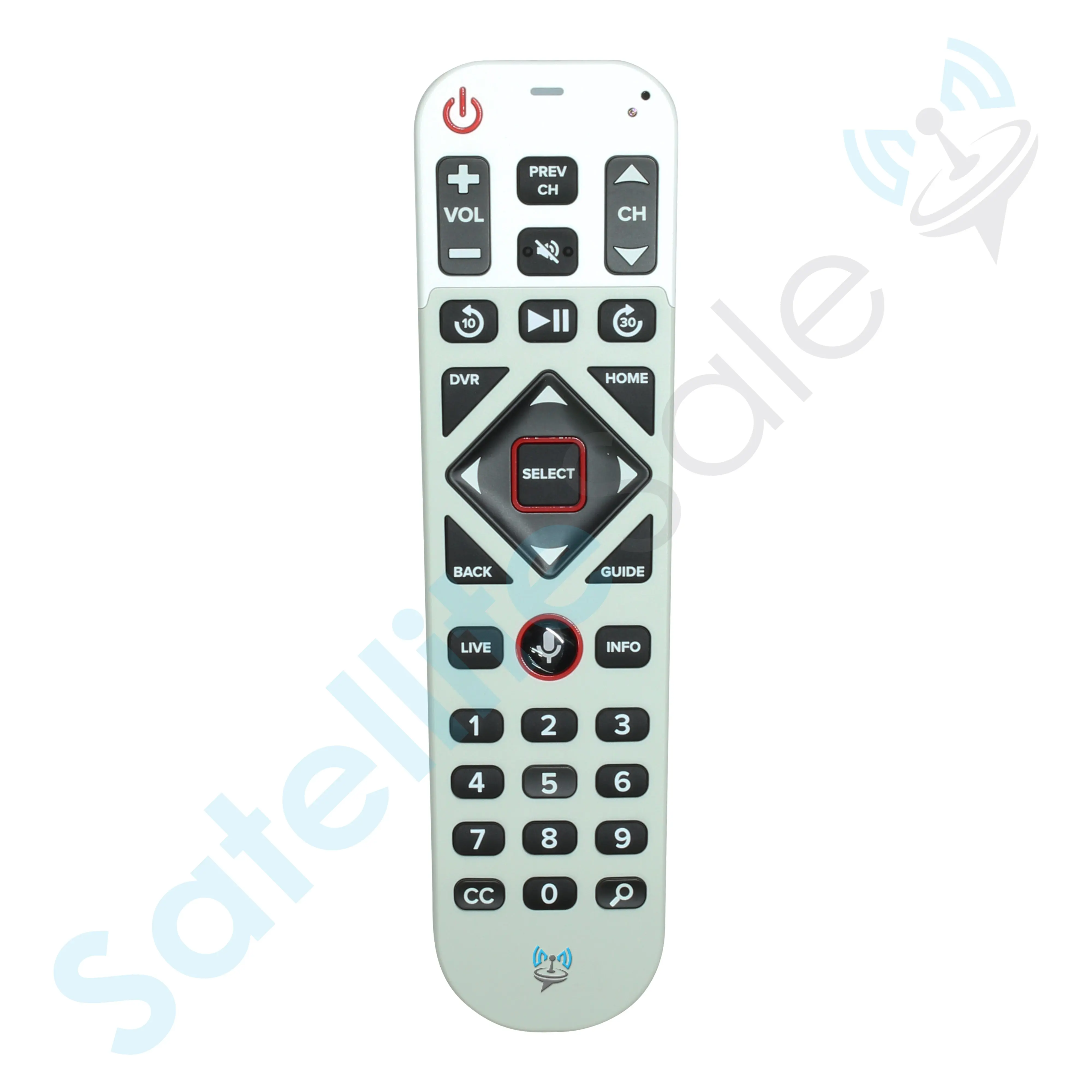 SatelliteSale Remote Control Replacement Dish Network 60.0 Voice RC Compatible with Hopper, Joey, Wally Receivers - Large Buttons Matte Gray ABS Plastic with Batteries Included