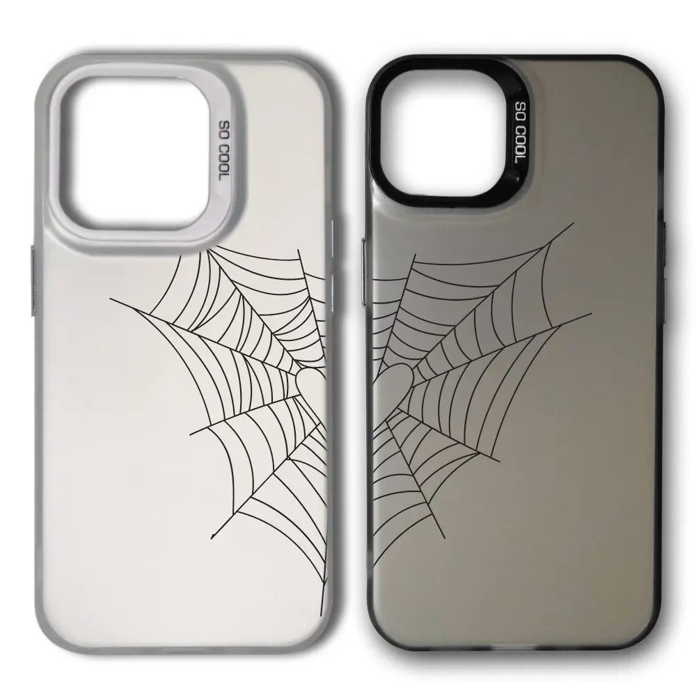 Spider Web Tattoo Protective Smartphone Case with Flexible Shell, Screen Protector Included, Multi-Model Accessory for iPhone 11-17 Pro Max/Plus & Samsung S22-S25 Ultra, Phone Aesthetic Couple Gift, Cellphone