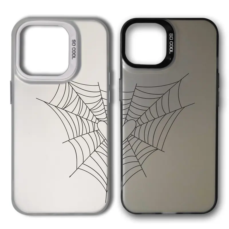 Personalized Spider Web Tattoo Protective Cellphone Case - TPU/Polyurea Durable Flexible Casing, Aesthetic Design, Included Screen Guard, Multi-Model Fit for iPhone 11-17 Pro Max/Plus & Samsung S22-S25 Ultra, Couple Gift for Handheld Devices