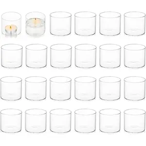 Clear Glass Votive Tea Light Holders Bulk 24pcs, Fits Floating Candles, For Candlelit Dinner Wedding Party Birthday Centerpiece Holiday Home Decor